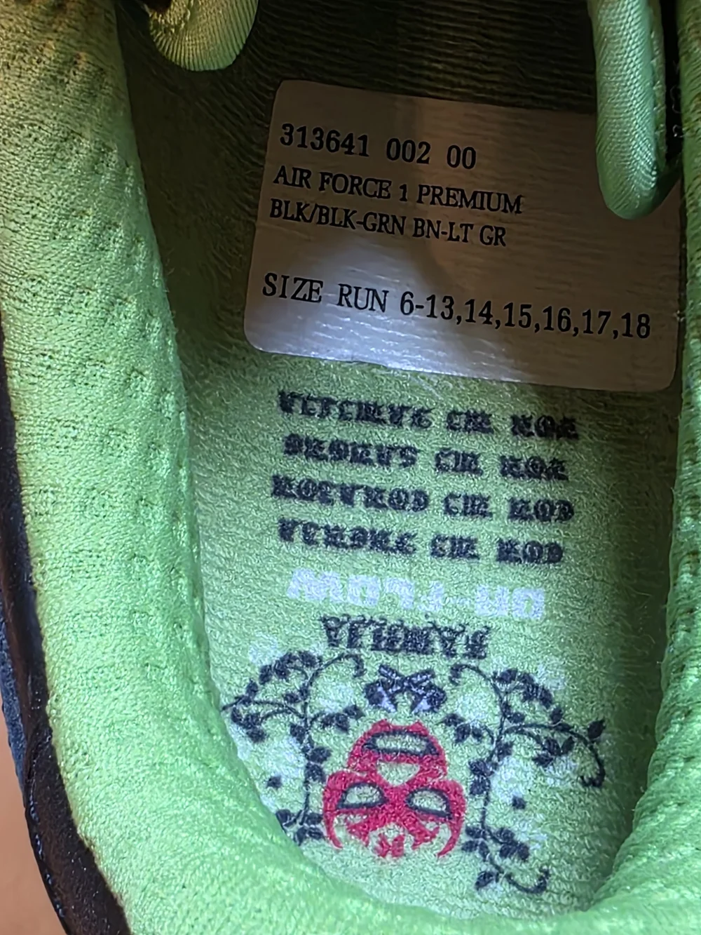 Vintage Nike Airforce 1 Premium Lucha Libre Black & Lime Green Air Sneakers Sz 9